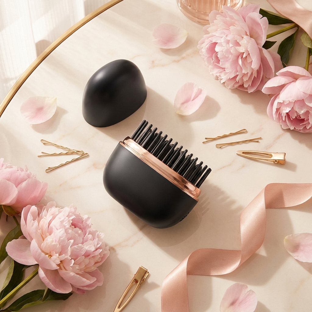 Alisador Sleeklyn negro sobre tocador